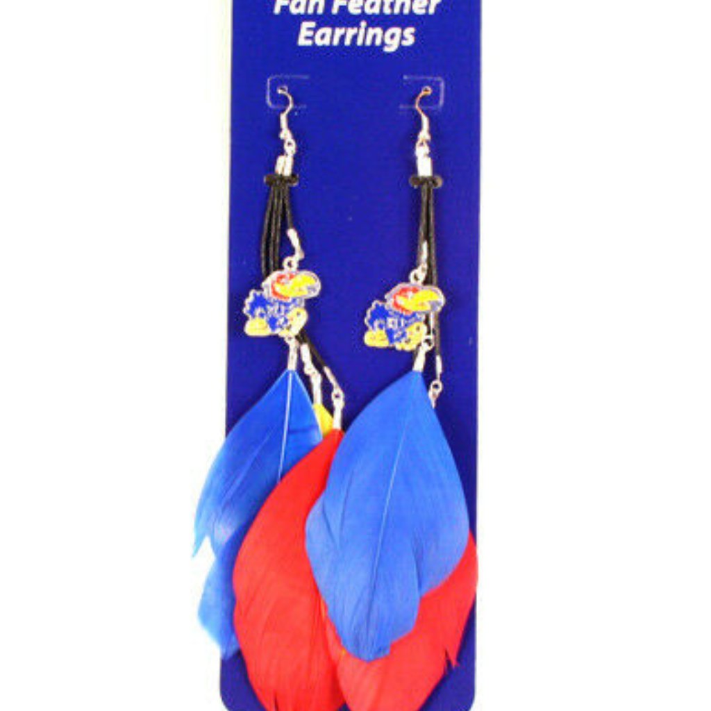 Ncaa Kansas Jayhawks Dangle Feather Earrings